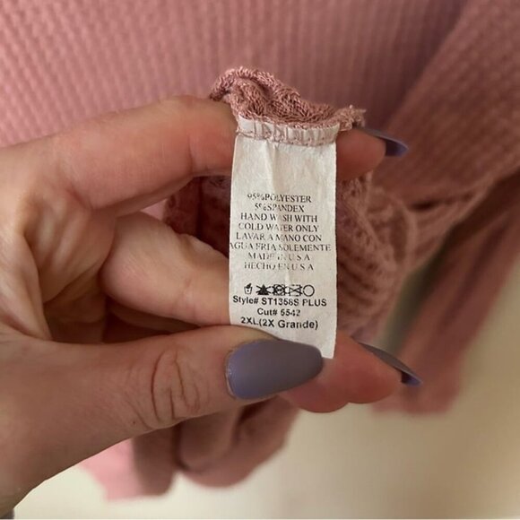 Hemish USA Rose Mauve Pink Long Sleeve V-Neck Oversized Sweater Women’s Size 2XL - Picture 3 of 5